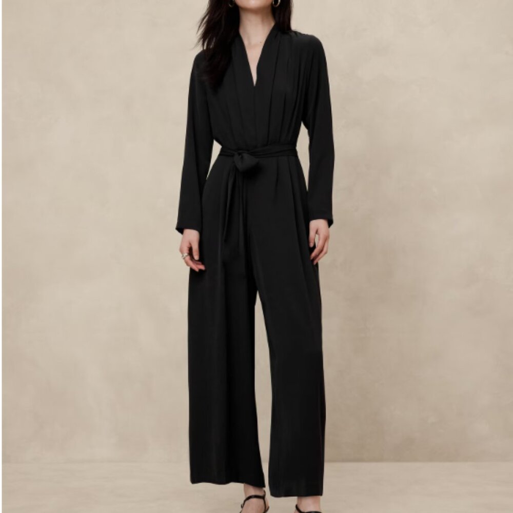Banana RepublicCrepe Deep V-Neck Jumpsuit